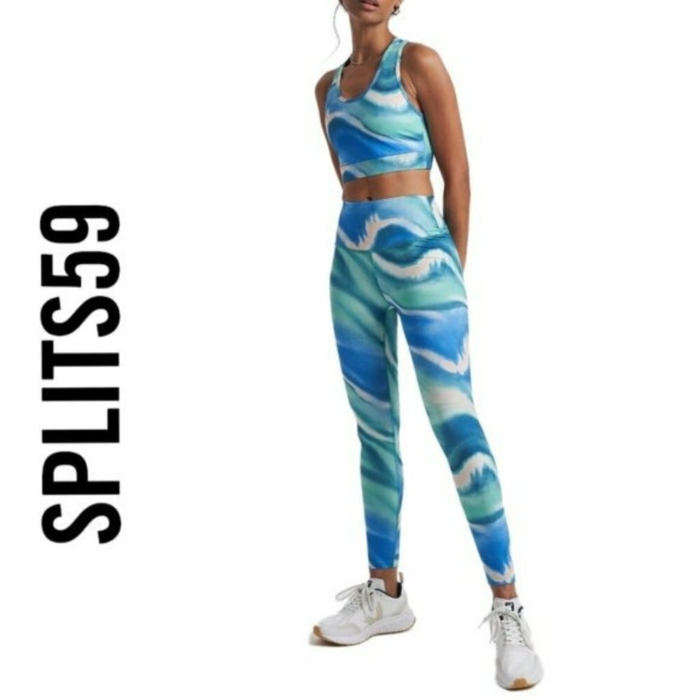 NWT SPLITS 59 Bardot High Waist Graphic Print Seamless Crop Top